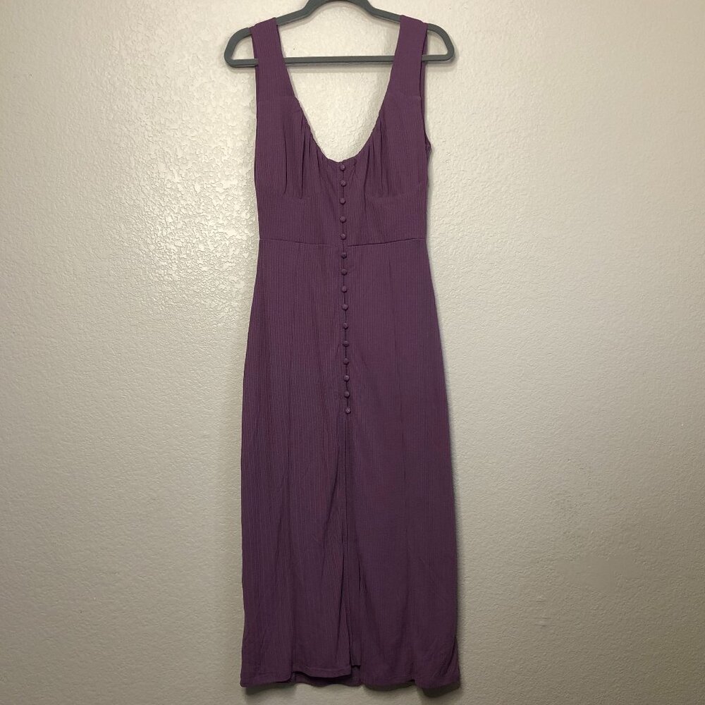 Backyard Roses NWT Purple Button Sleeveless Ribbed Dress Women's L Cottage Core